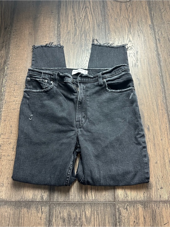Abercrombie & Fitch Denim - Abercrombie & Fitch Women's Skinny Black Frayed Hem Jeans